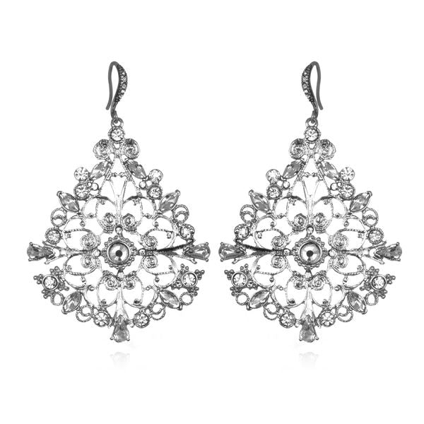 Crystal Filigree Teardrop Earrings