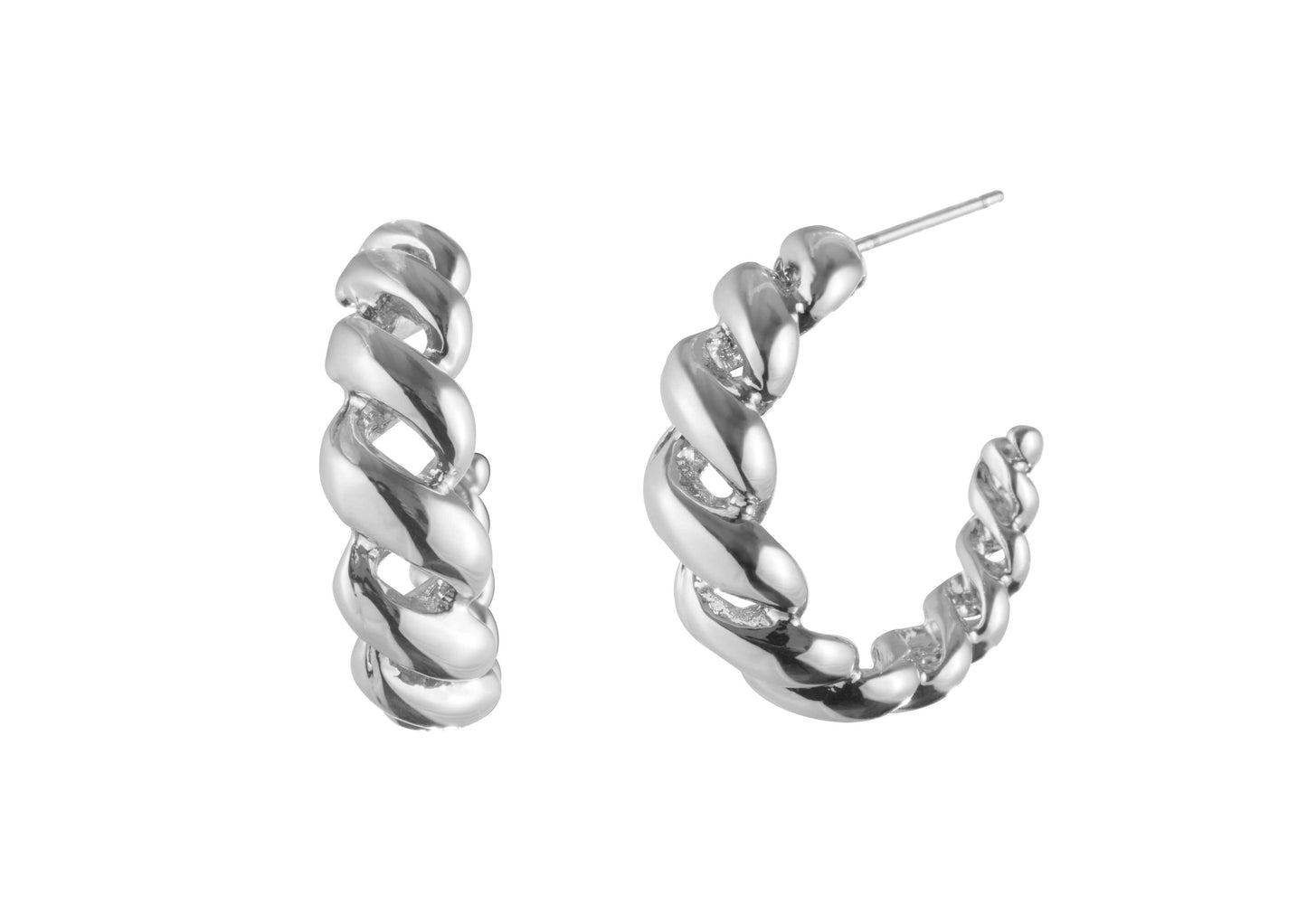 Tapered Twisted Metal Hoop Earring