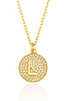 Round Pave Disc Initial Necklace