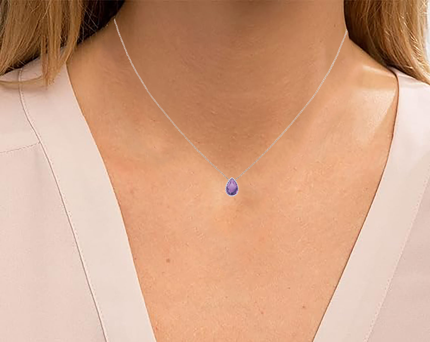 February Birthstone Pendant Necklace