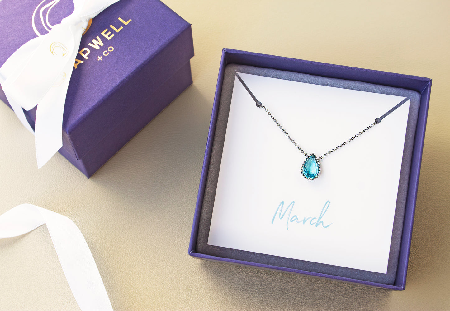 March Birthstone Pendant Necklace