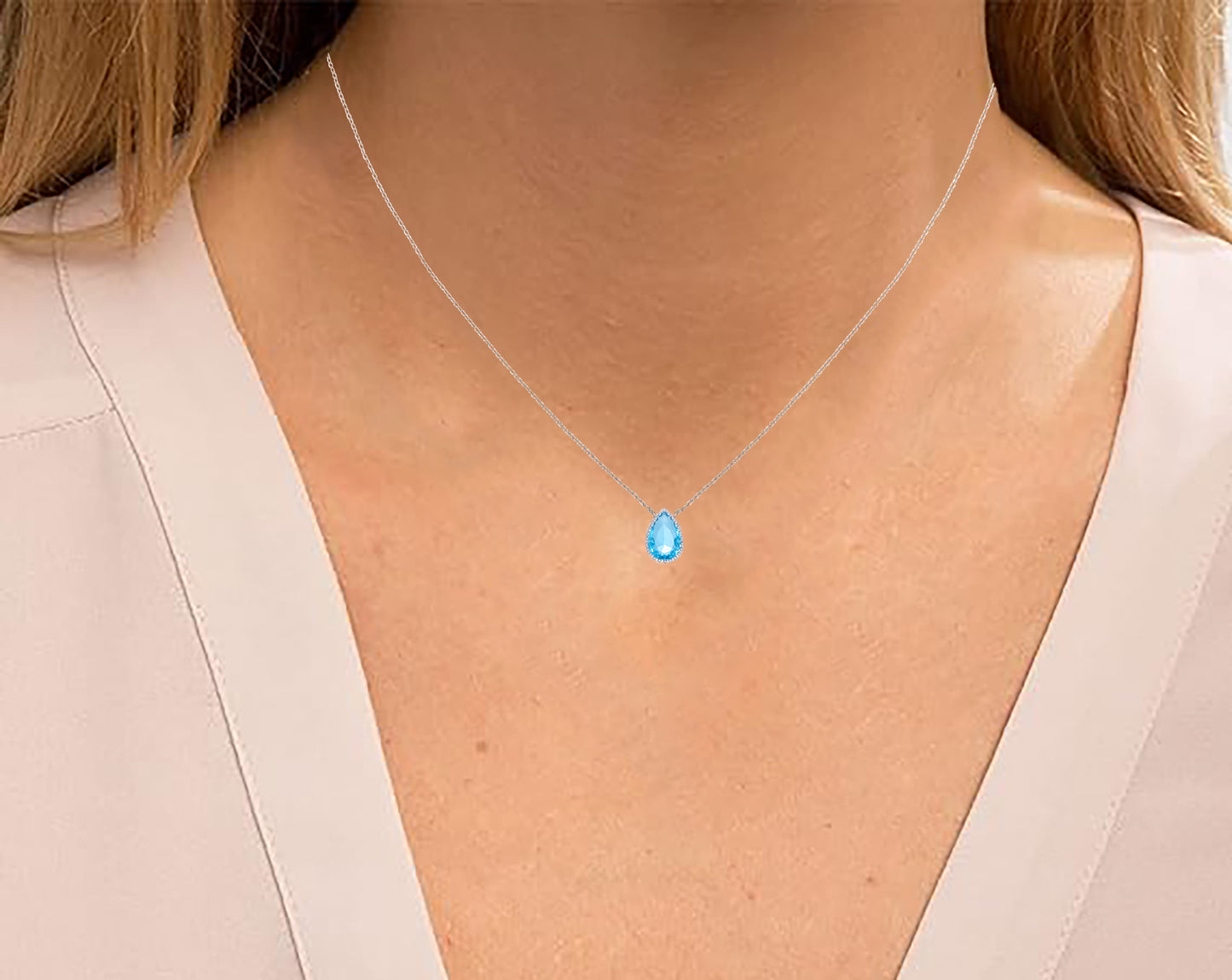 March Birthstone Pendant Necklace