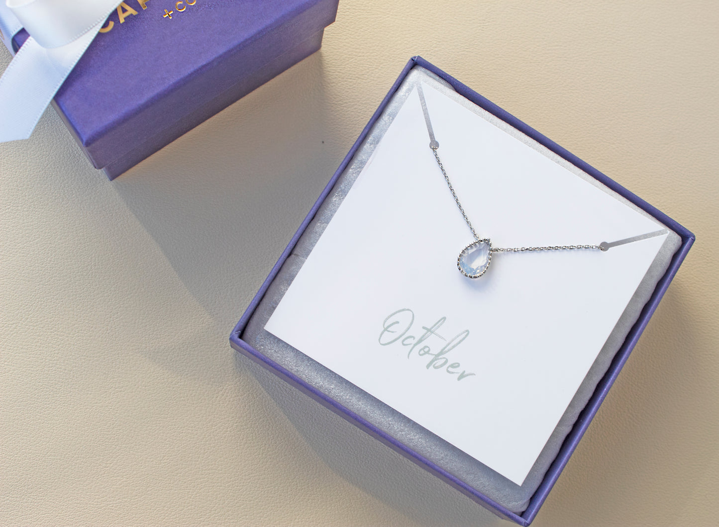 October Birthstone Pendant Necklace