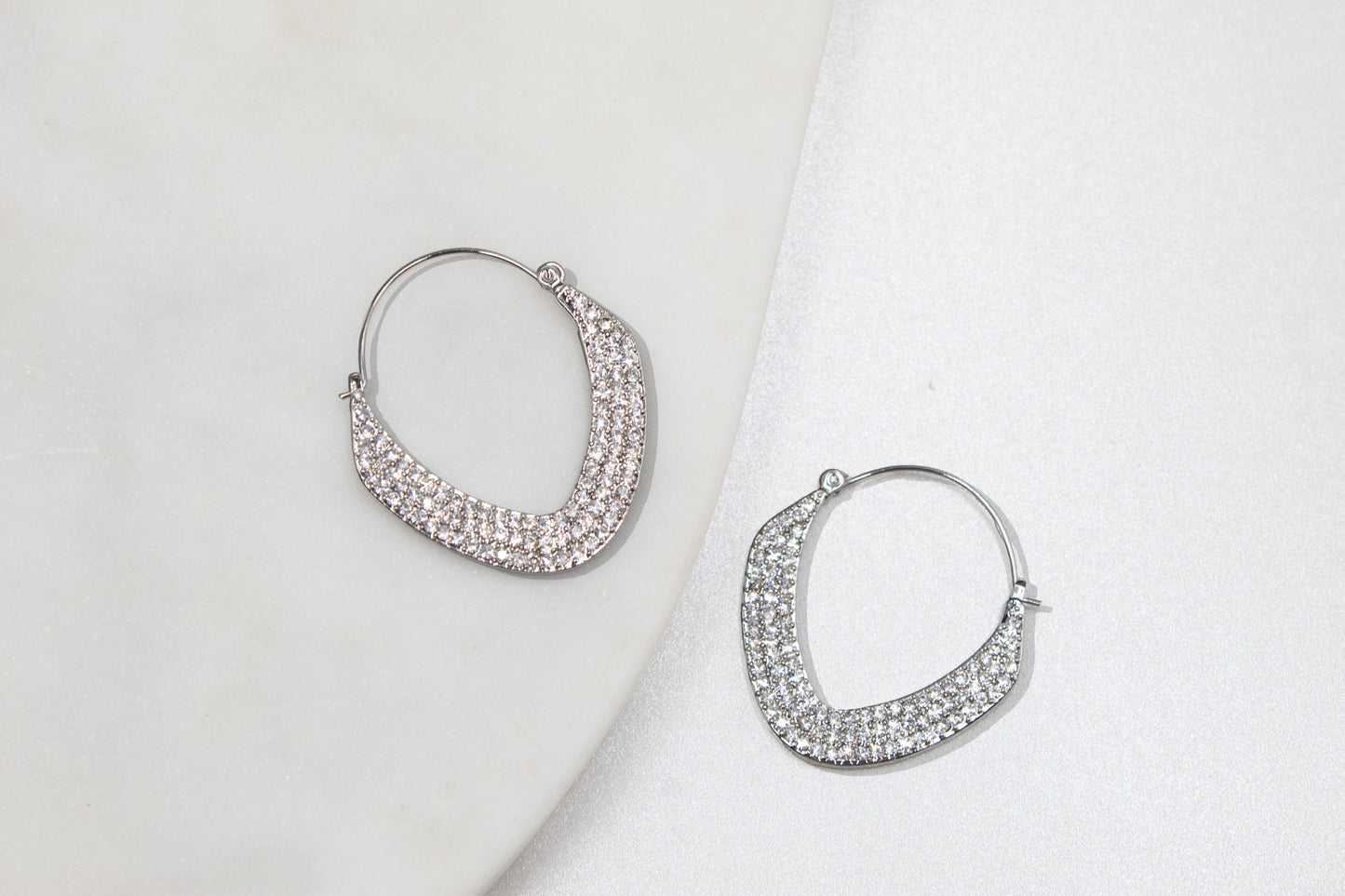 Silver Sparkle Hoop Earrings