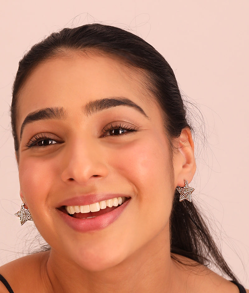 Pave Star Post Earrings