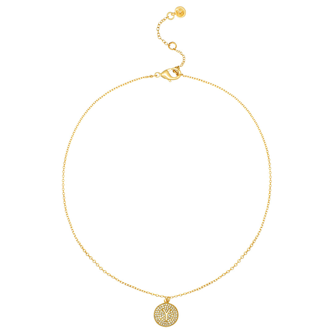 Round Pave Disc Initial Necklace