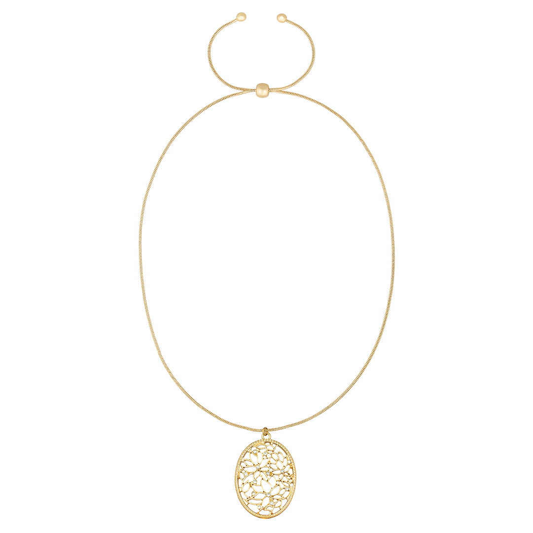 Oval Filigree Pendant Adjustable Necklace