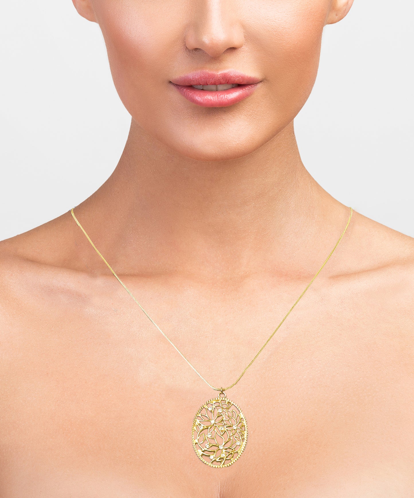 Oval Filigree Pendant Adjustable Necklace