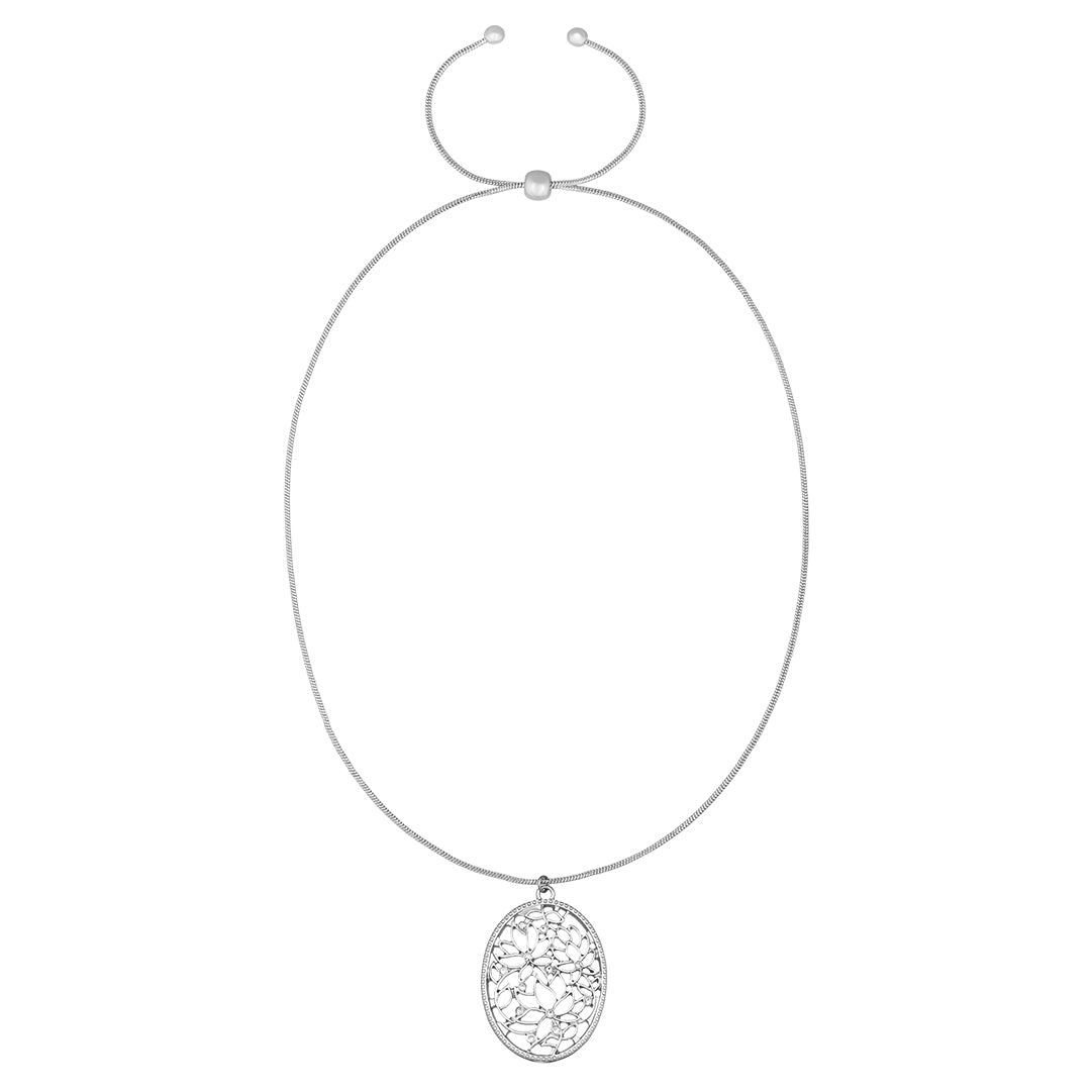 Oval Filigree Pendant Adjustable Necklace
