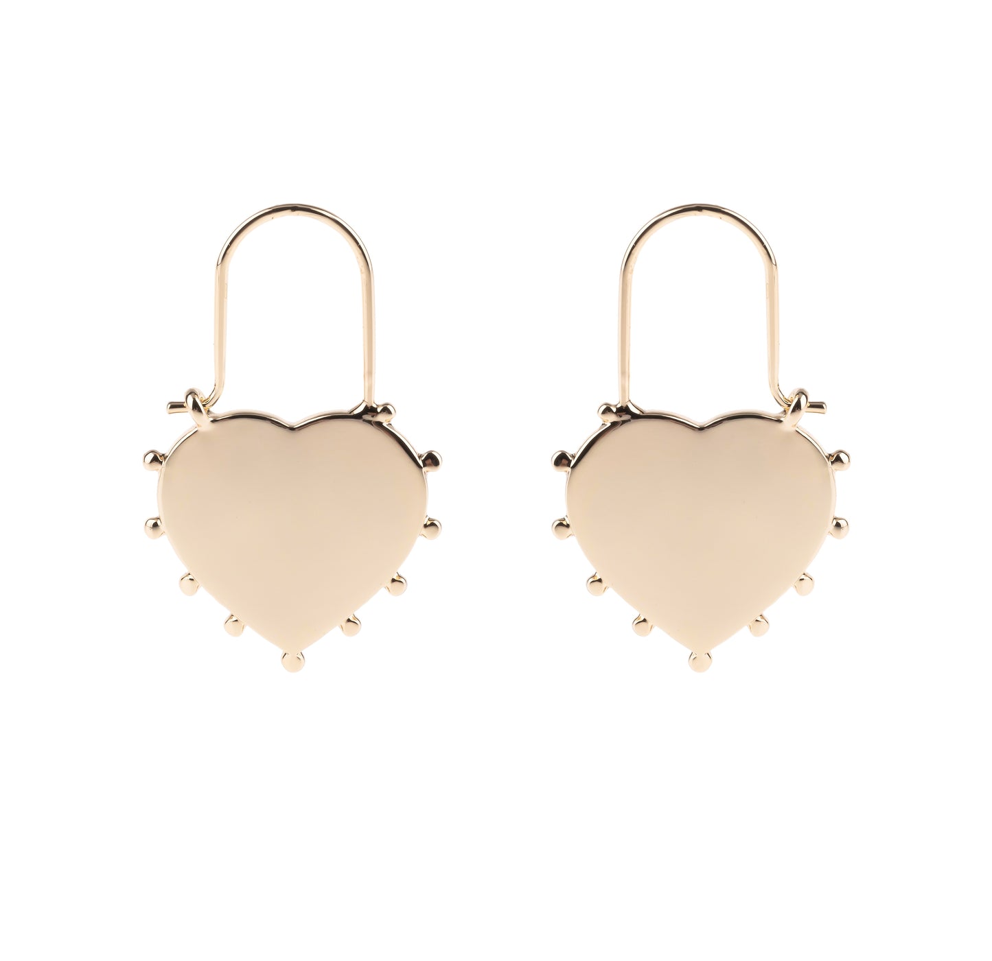 Silver Studded Heart Hoop Earrings