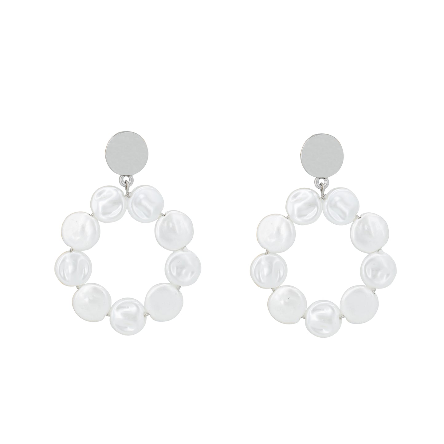 Silver Irregular Pearl Statement Drop Earring