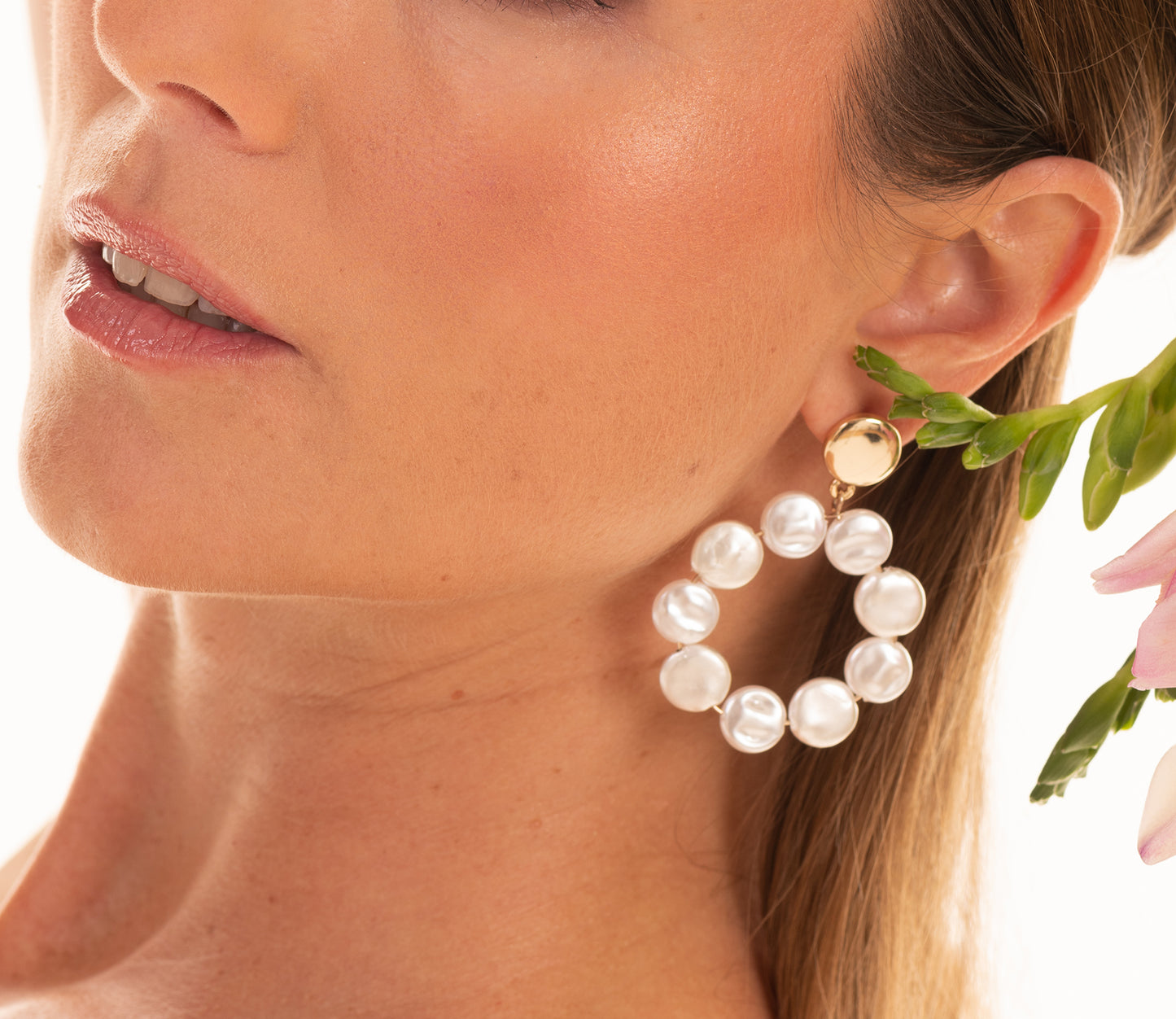 Silver Irregular Pearl Statement Drop Earring