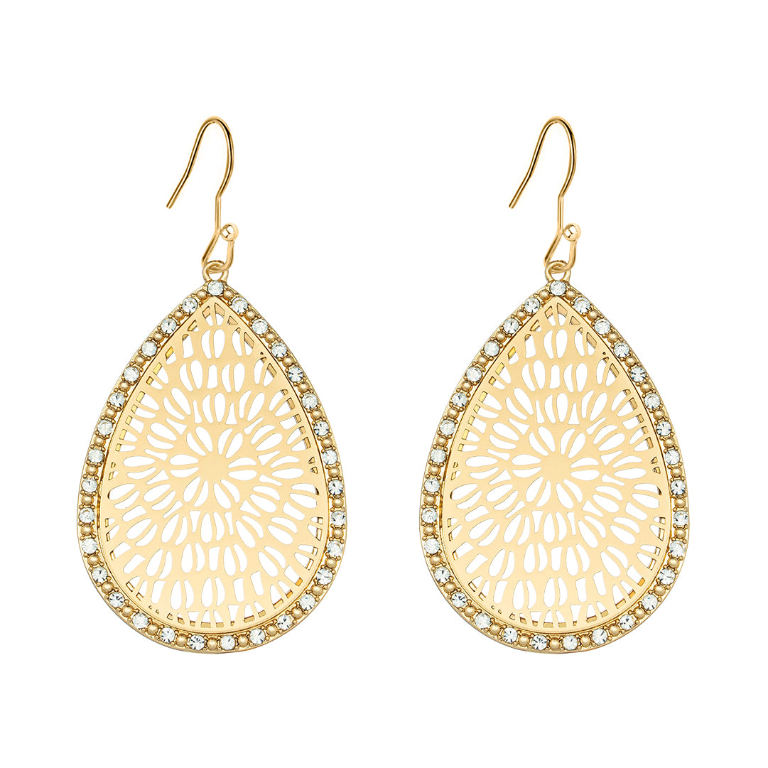 Teardrop Sparkle Filigree Drop Earring