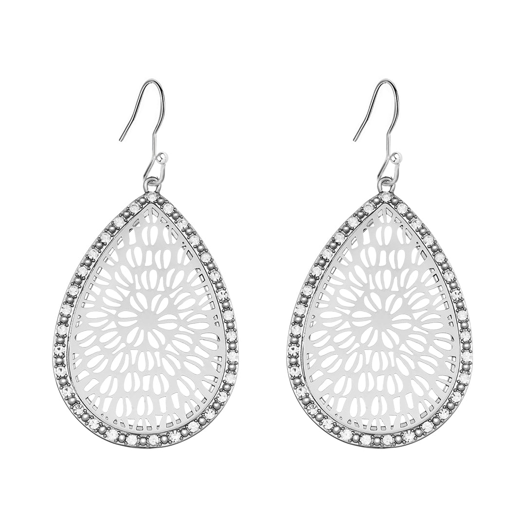 Teardrop Sparkle Filigree Drop Earring