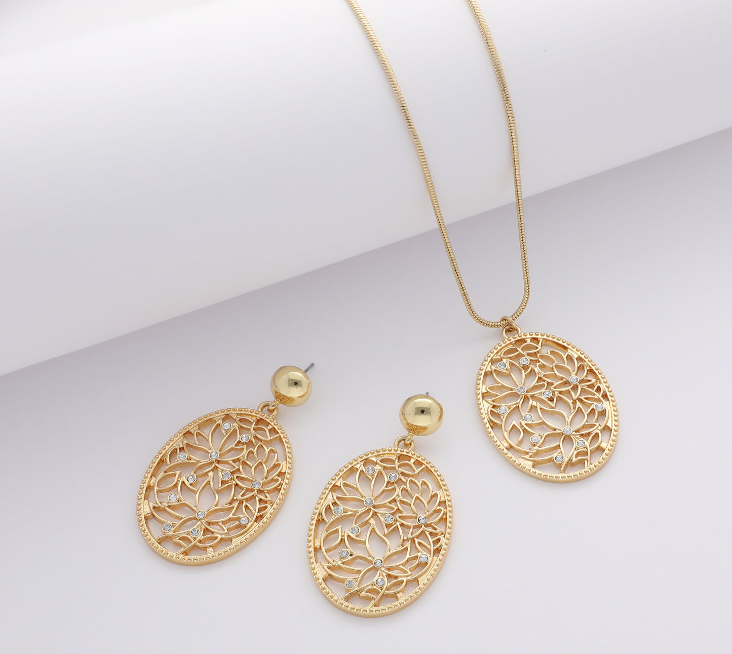 Oval Floral Filigree Statement Drop Earring