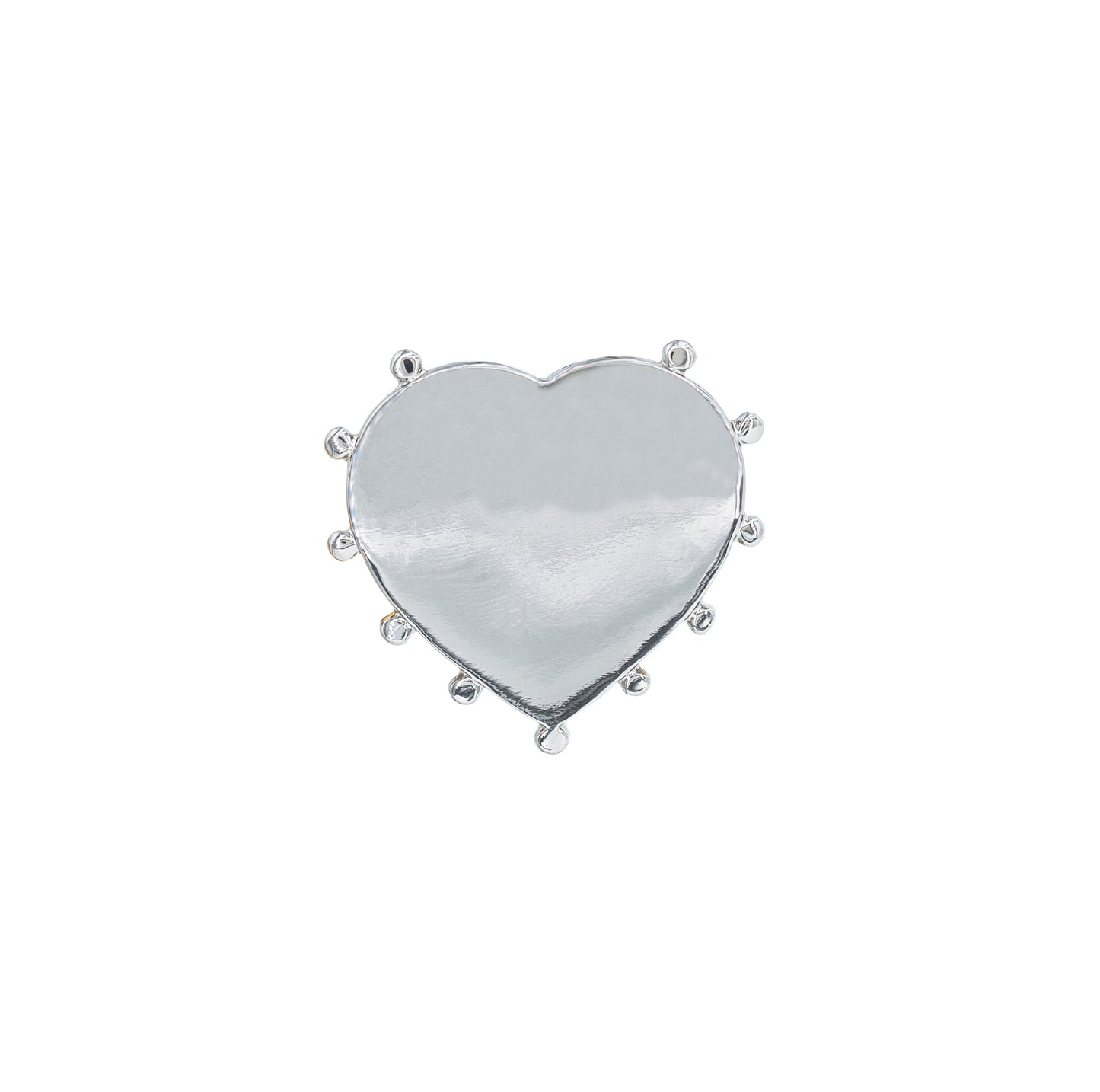 Silver Studded Heart Brooch