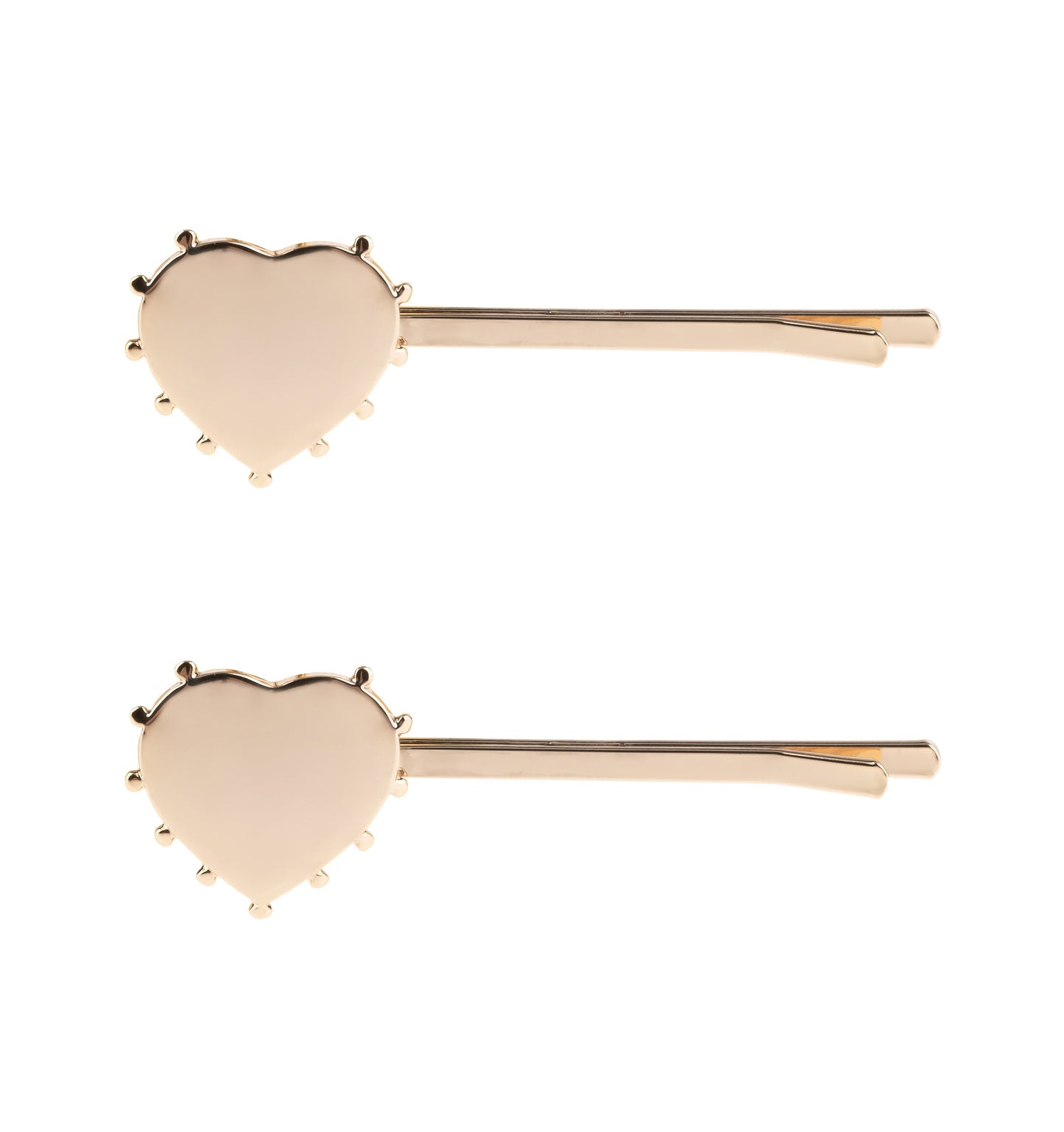 Gold Studded Heart Bobby Pin Set