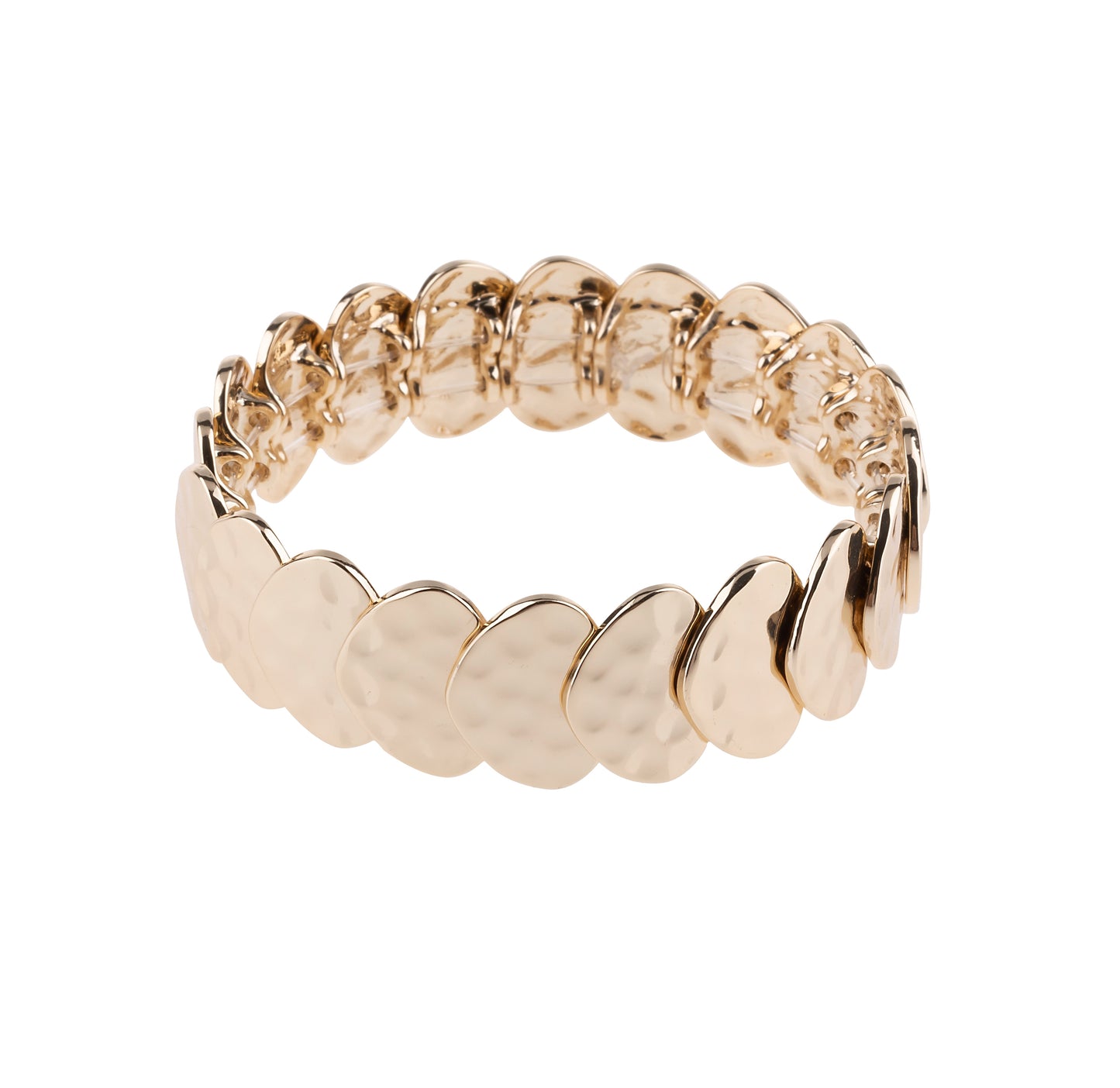 Gold Hammered Metal Stretch Bracelet