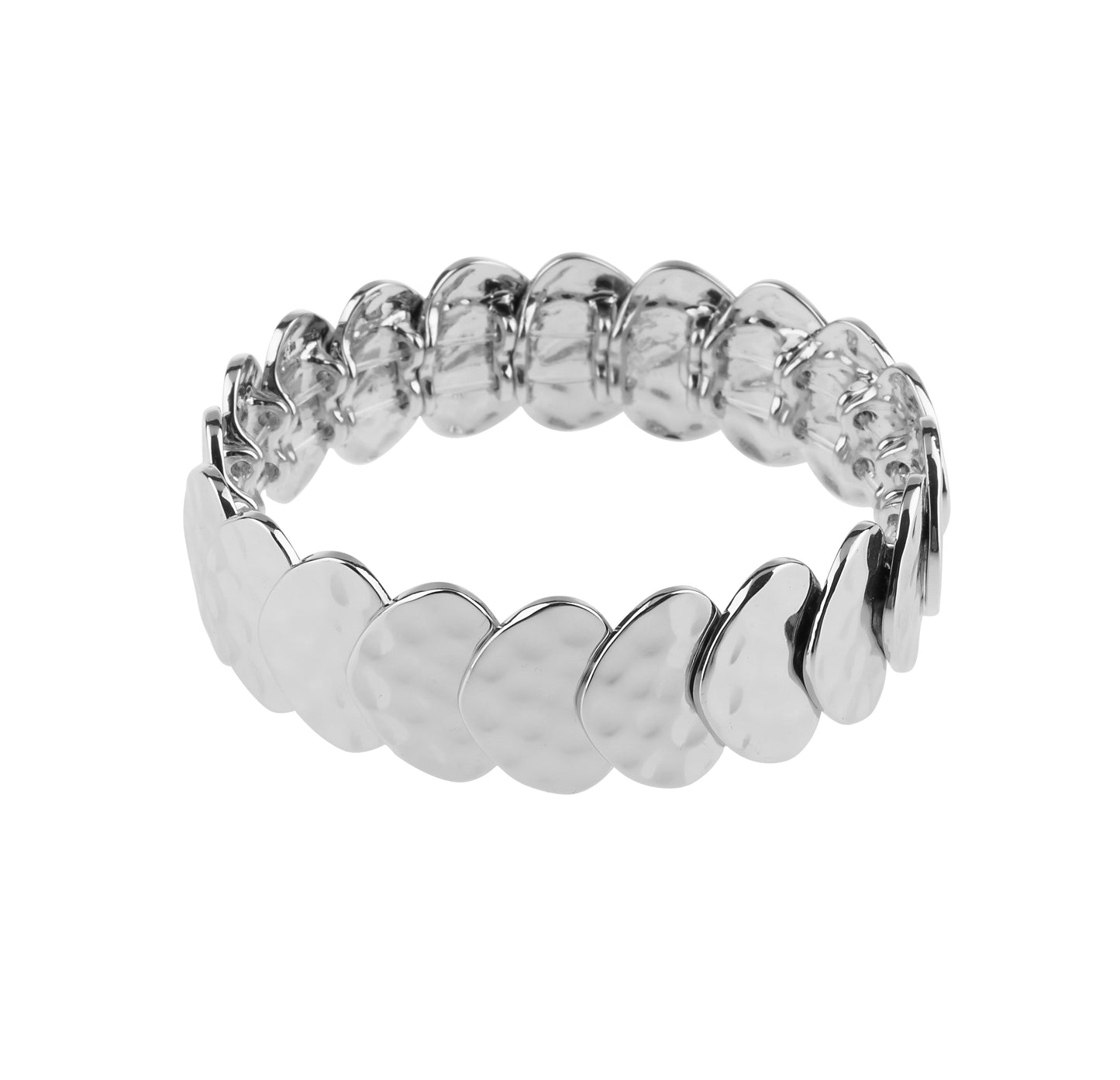 Silver Hammered Metal Stretch Bracelet