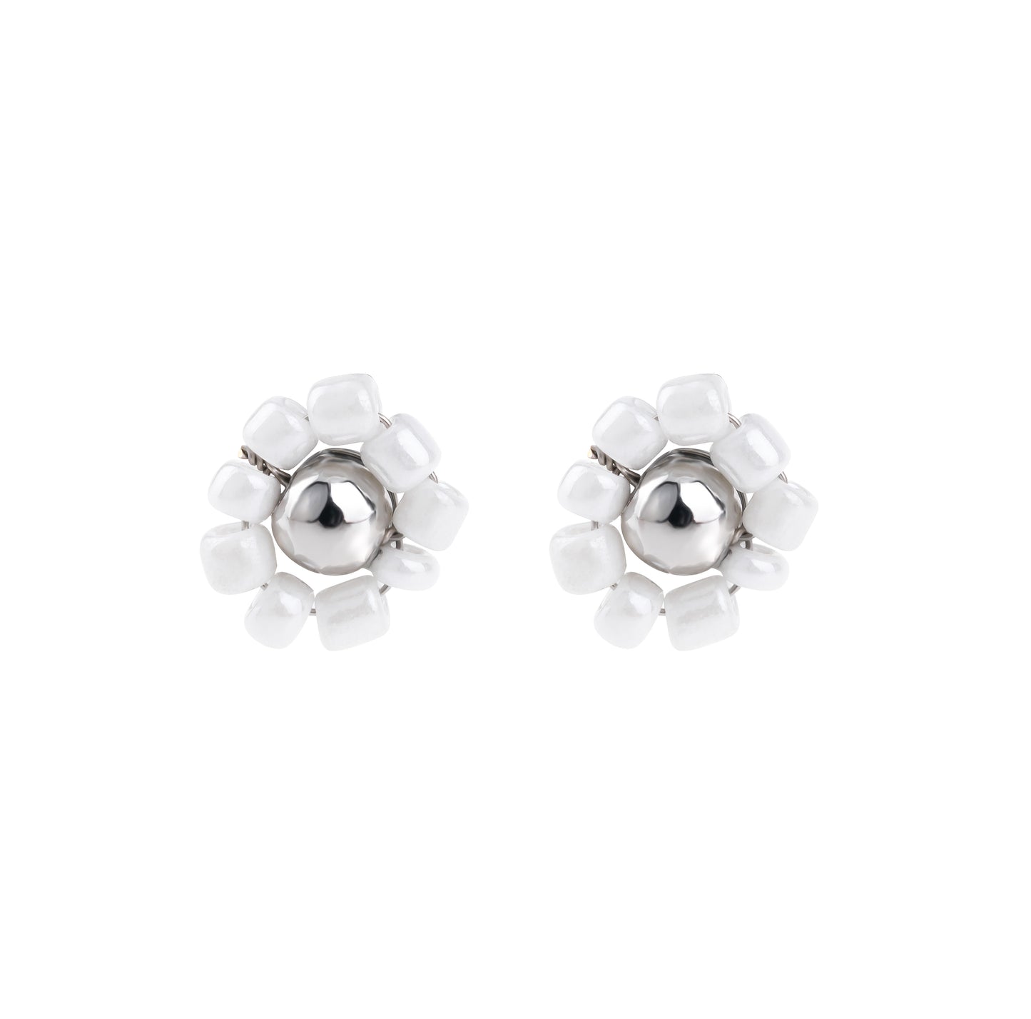 Beaded Daisy Stud Earring