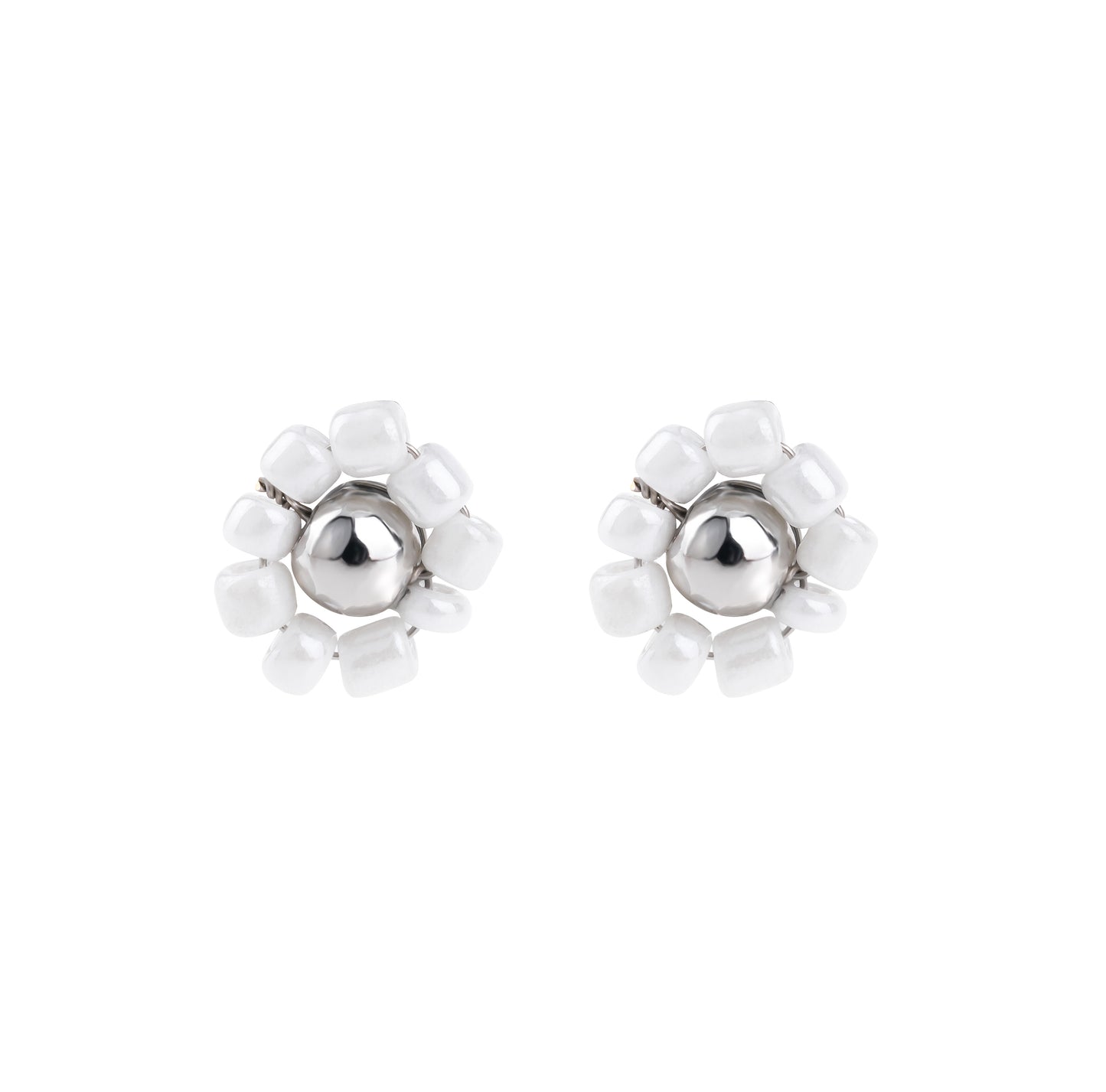 Beaded Daisy Stud Earring