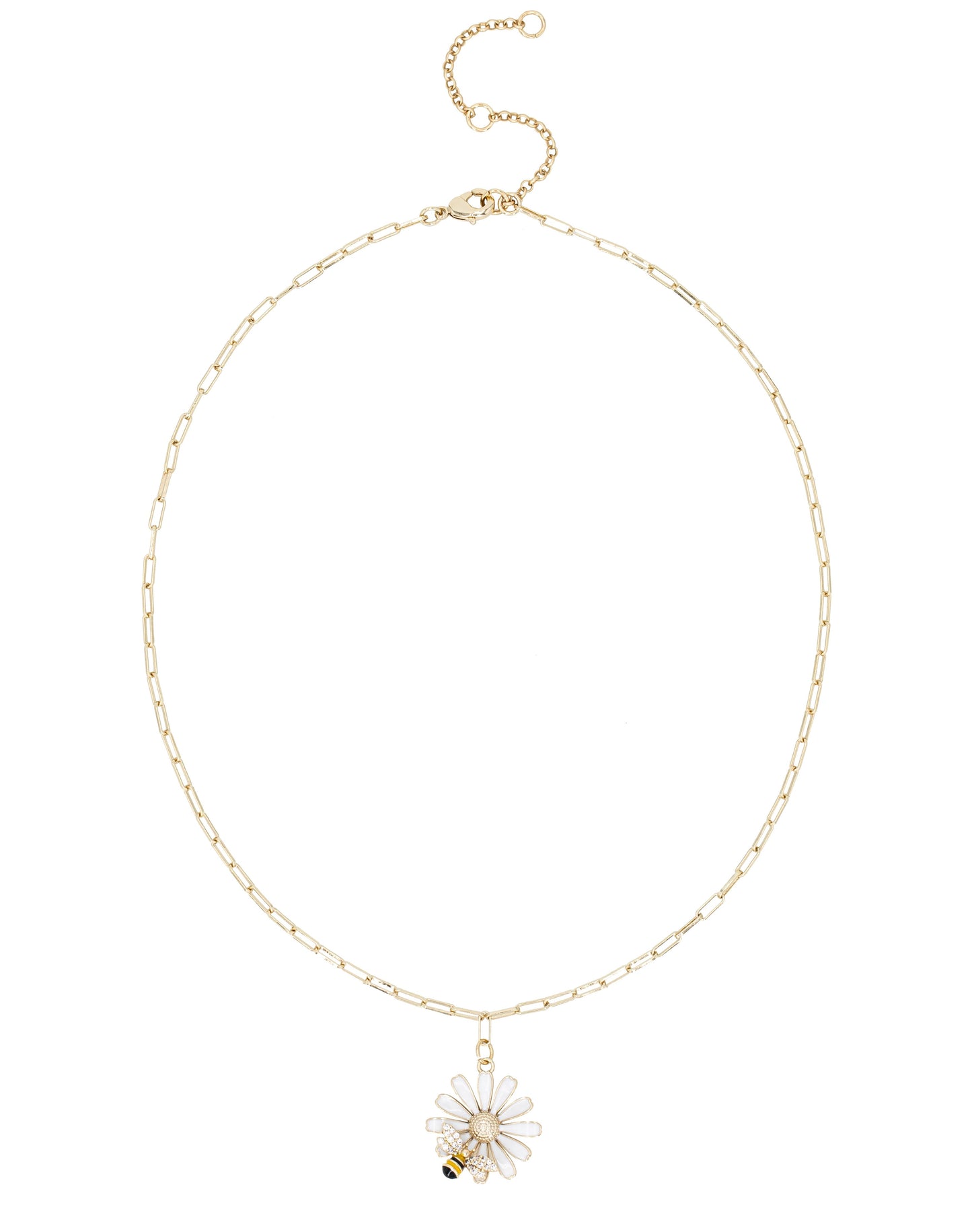 Enamel Daisy and Bee Pendant Y Necklace