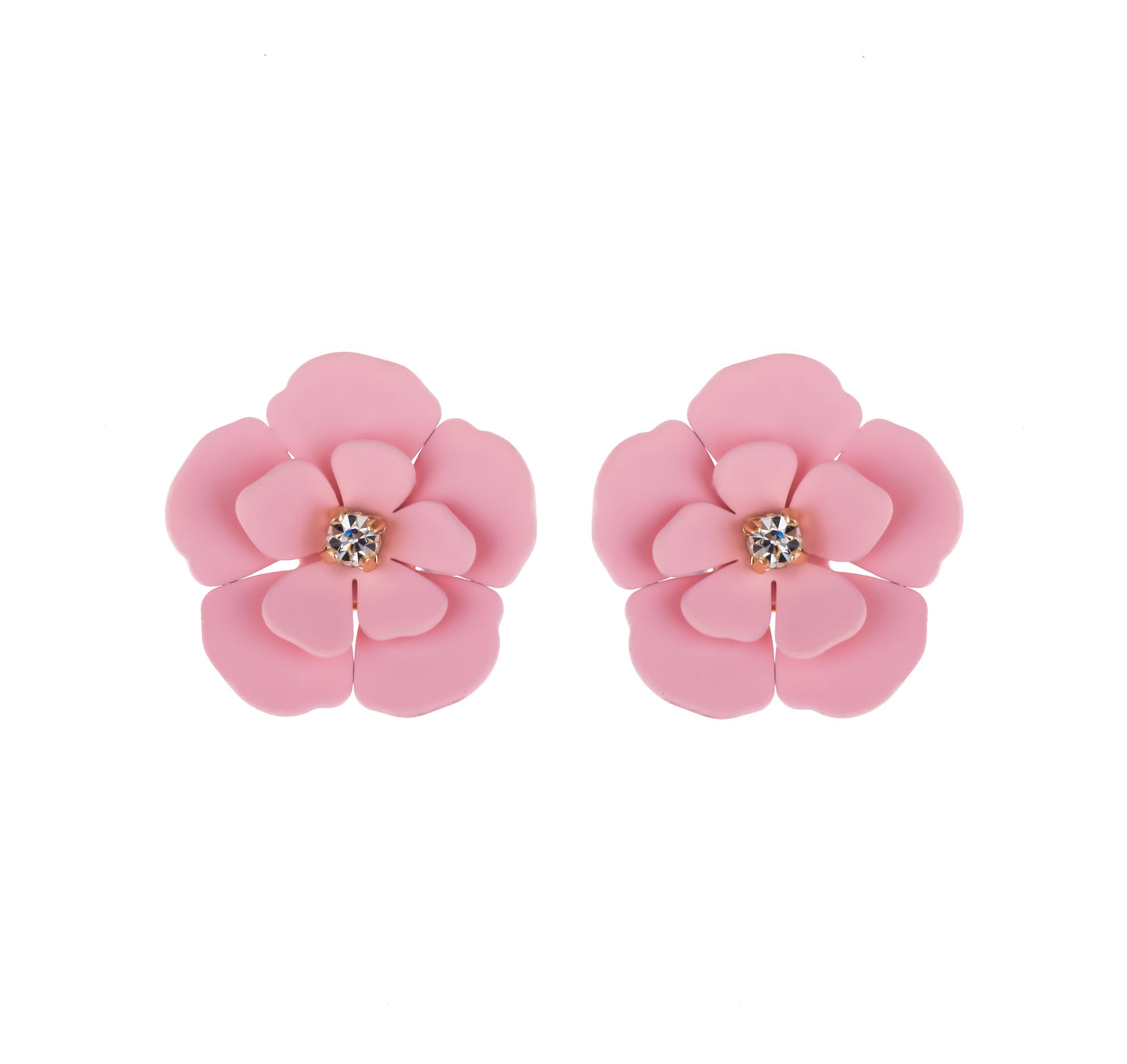 Navy Blue Soft Touch Flower Stud Earring