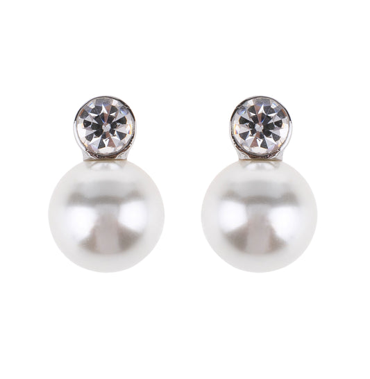 Silver Crystal and Pearl Stud Earring