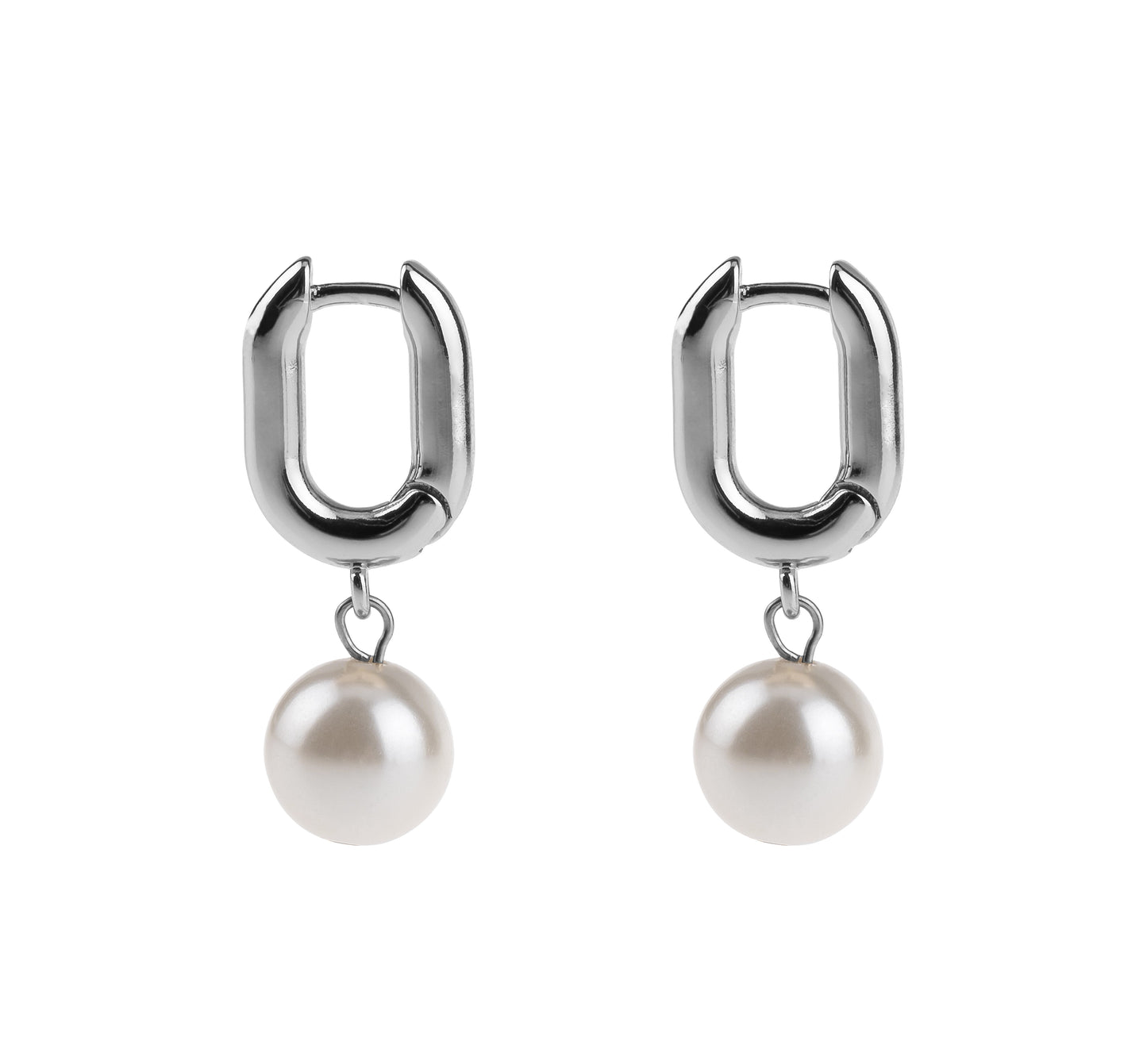 Gold Pearl Drop Hoop Earring