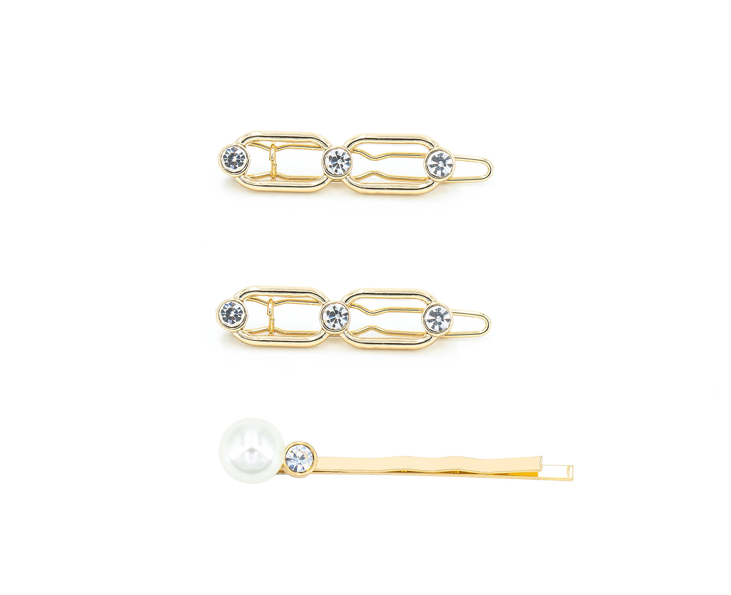 Metal and Pearl Hair Clip and Bobby Pin Set