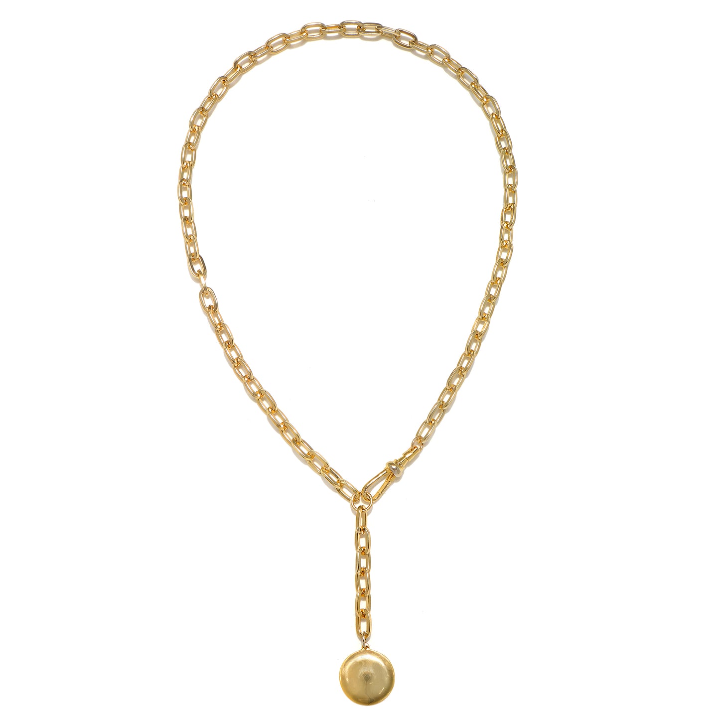 Paperclip Chain Lariat Drop Necklace