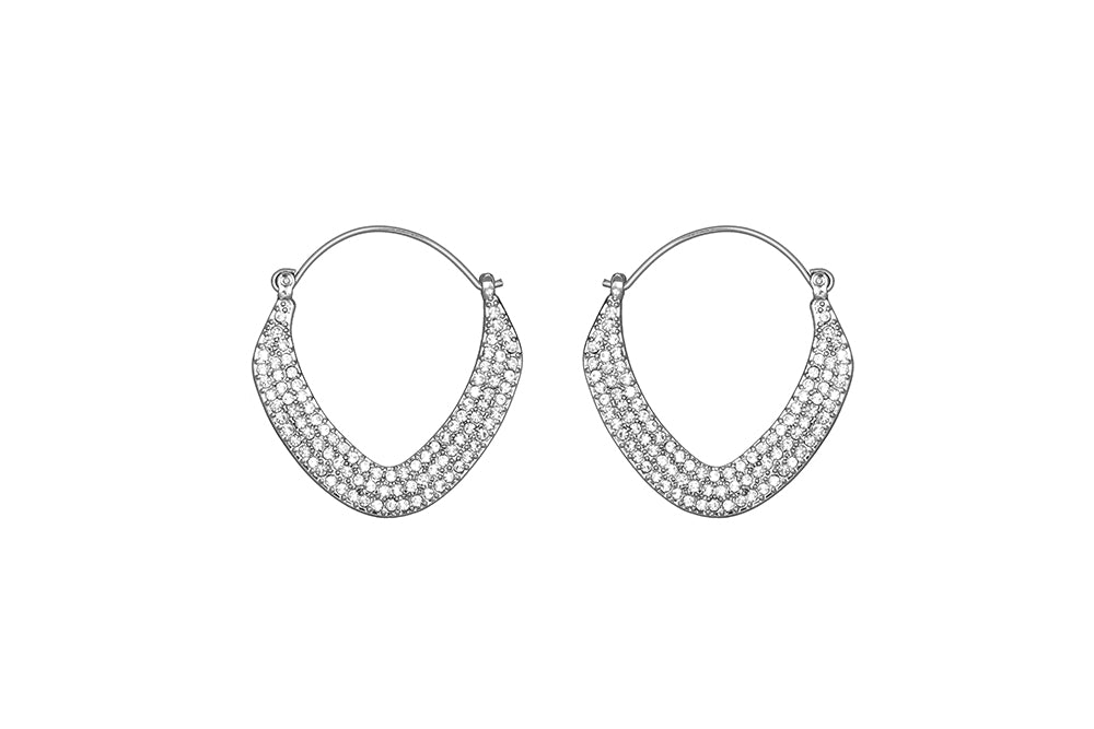 Silver Sparkle Hoop Earrings