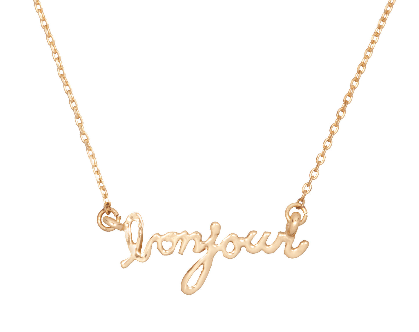 'Bonjour' Delicate Word Necklace