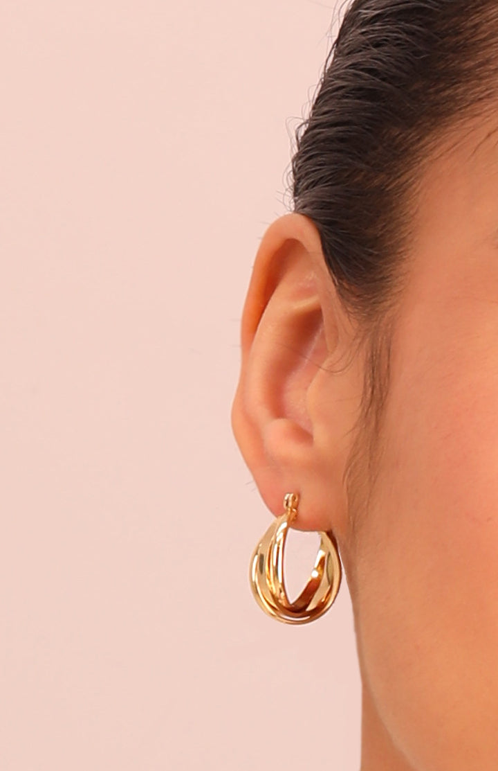 Smooth Double Ring Hoop Earring
