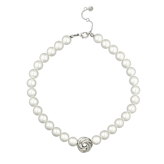 Pearl and Twisted Rope Knot Necklace