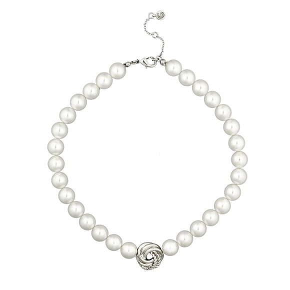 Pearl and Twisted Rope Knot Necklace
