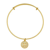 Round Pave Disc Initial Charm Expandable Bracelet