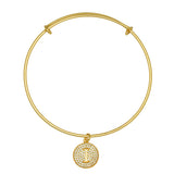 Round Pave Disc Initial Charm Expandable Bracelet