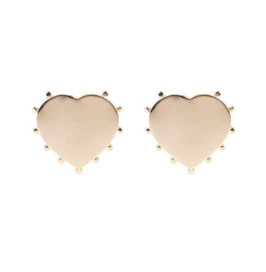 Gold Studded Heart Stud Earrings