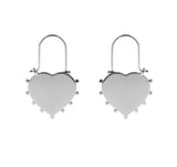 Silver Studded Heart Hoop Earrings