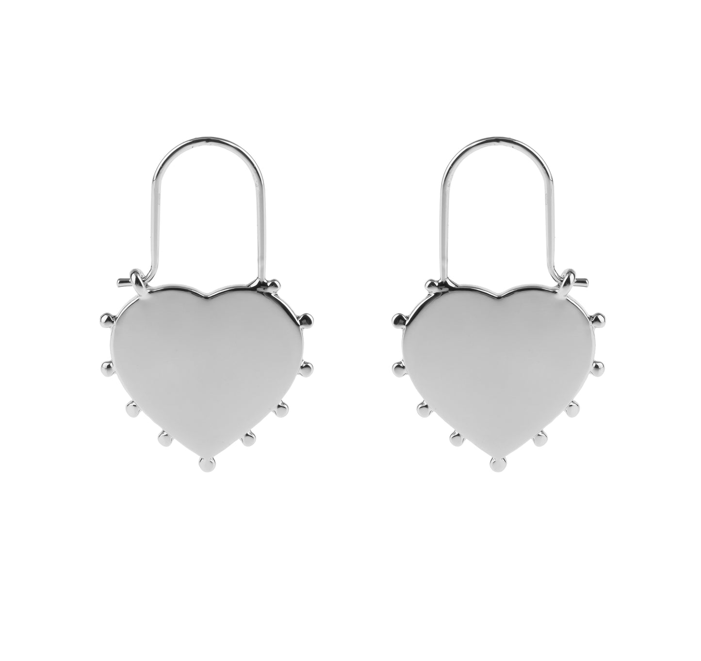 Gold Studded Heart Hoop Drop Earrings