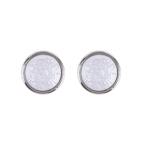 Silver Irregular Pearl Button Stud Earring
