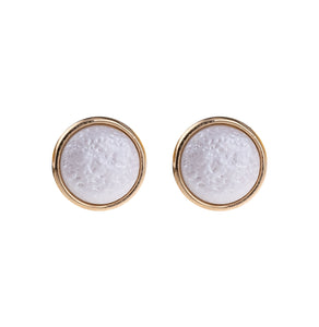 Gold Irregular Pearl Button Stud Earrings