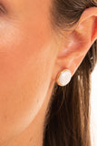 Silver Irregular Pearl Button Stud Earring