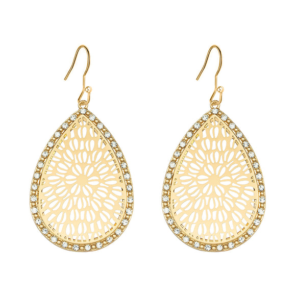 Teardrop Sparkle Filigree Drop Earring