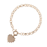 Silver Studded Heart Charm Chain Bracelet