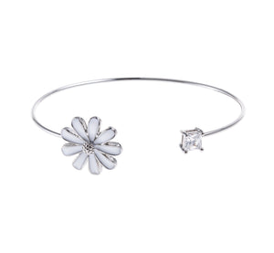Enamel Daisy and Crystal Cuff Bracelet