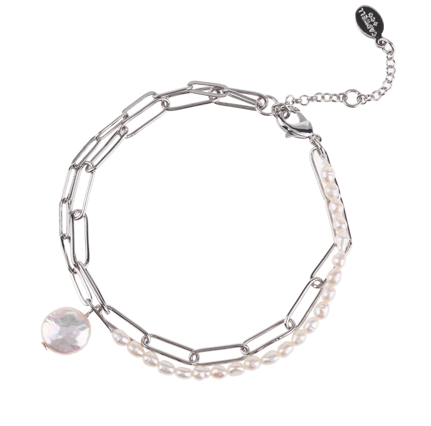 Gold Paperclip Chain and Irregular Pearl Bracelet