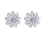 White Enamel Flower Stud Earring