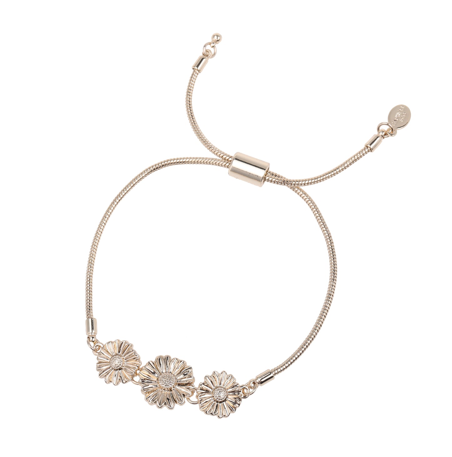 Silver Metal Flower Adjustable Slider Bracelet